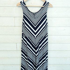 Navy Blue Chevron Maxi Dress
